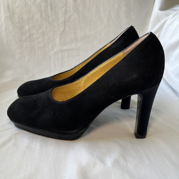 Vintage Fendi Scarpe Platform Pumps Heels Shoes Black Suede Leather Size 36.5 - Picture 1 of 15